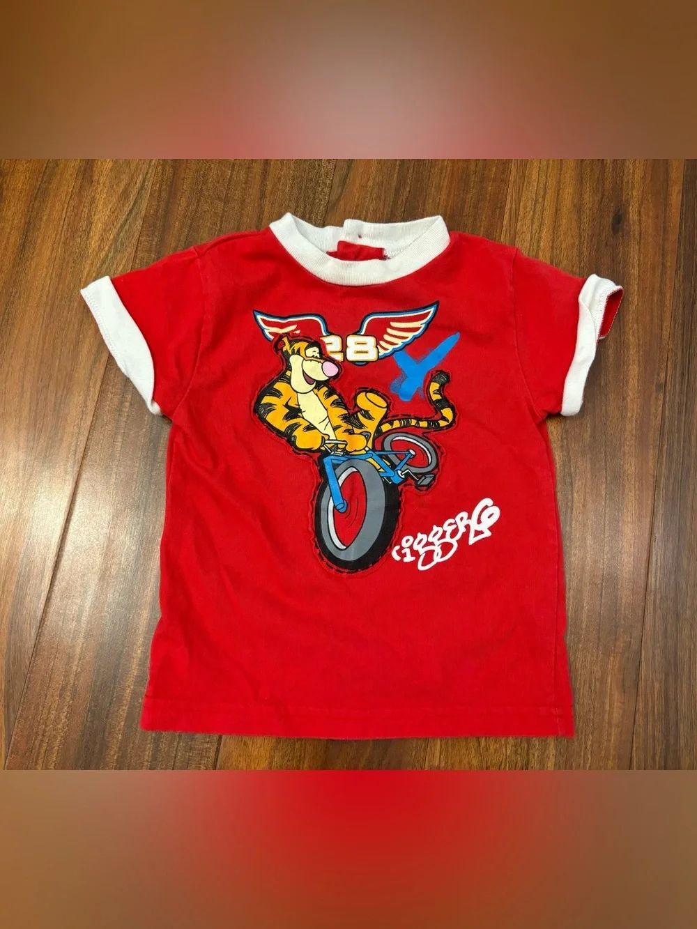 Disney Vintage y2k Winnie the Pooh Tigger Bicycle red short sleeve tee shirt